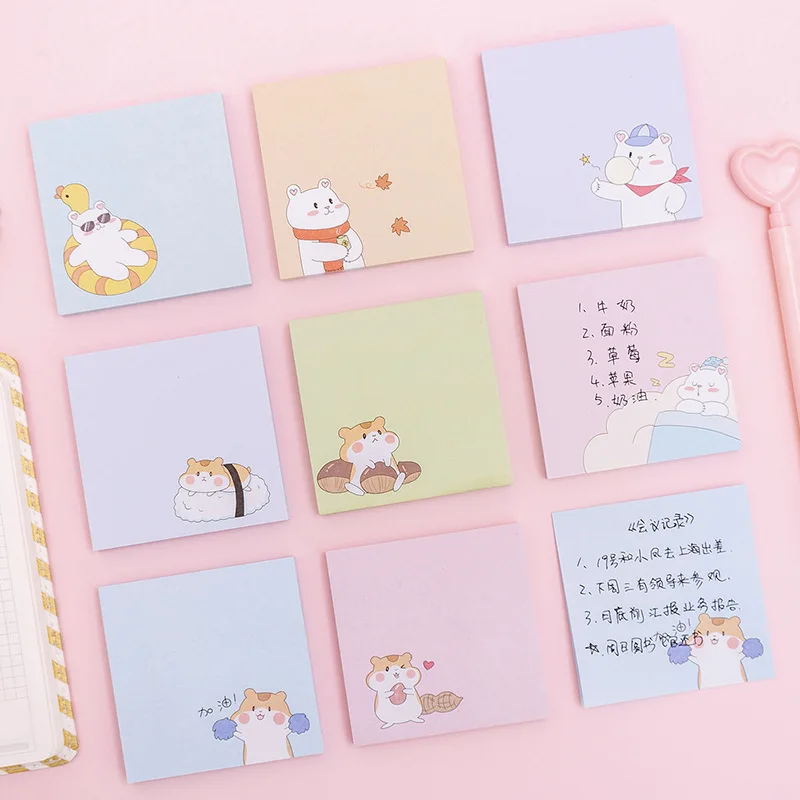 

80sheets Cute Note Book Student Cartoon Memo Pads Message Posted It Note Adhesive Paper Sticky Kawaii Stationery School Supplies