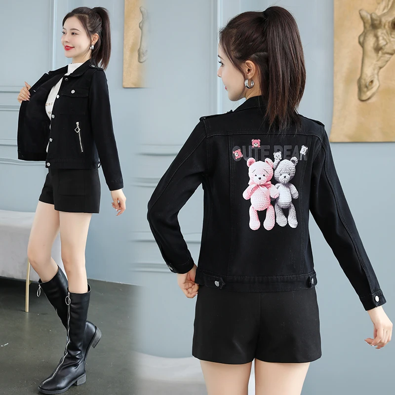 

Джинсовая куртка с принтом Han edition, на молнии, Джокер для съемки, Новая зимняя женская короткая куртка с длинным рукавом, 30163 #