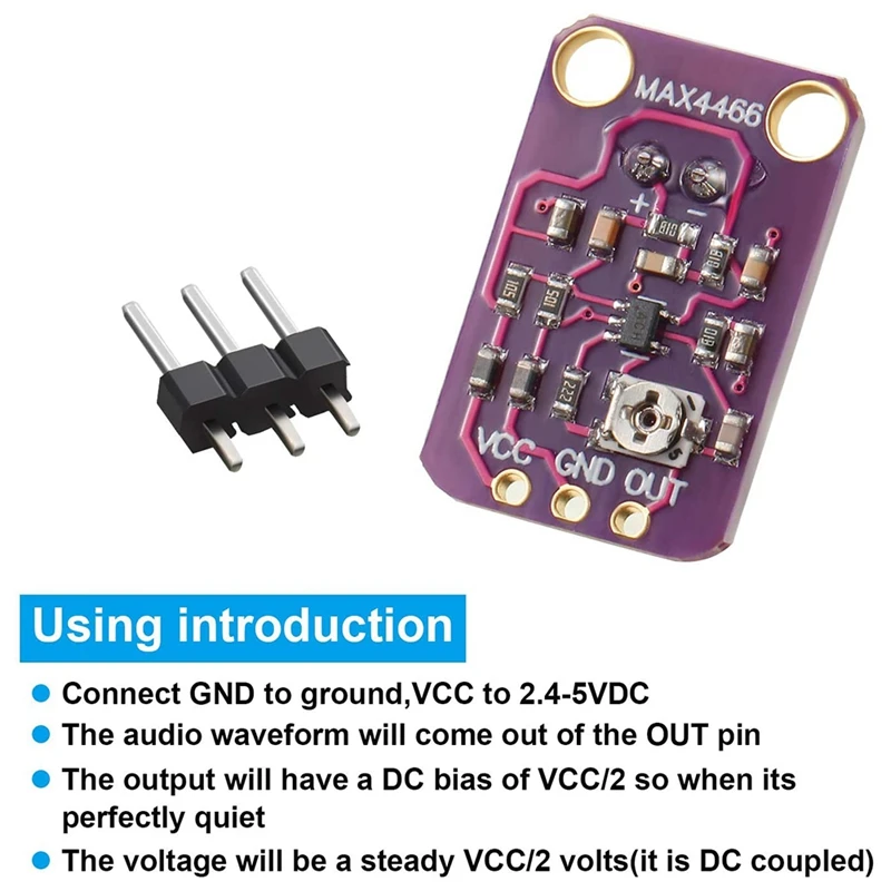 

6 PCS Electret Microphone Amplifier Module MAX4466 Adjustable Gain Blue Breakout Board Fit for UNO