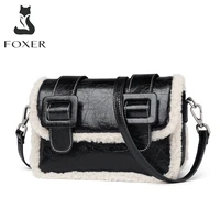 foxer cow leather womens messenger bags korean style young girl fashion shoulder flip bag large capacity ladies crossbody bag