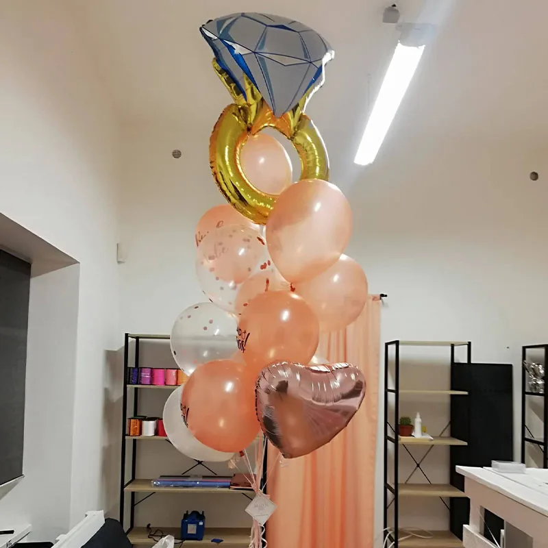 Chicinlife 1Pcs Diamond Ring Foil Balloon Bachelorette Hen Party Bridal Shower Birthday Engagement Wedding Valentine's Supplies | Дом и