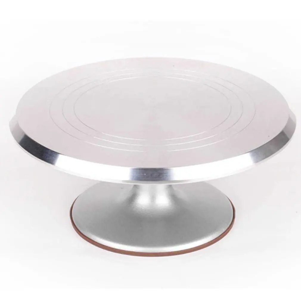 Round Rotating Cake Platform Stainless Steel Swivel Plate With Silicone Base Durable Revolving Decoration Stand | Дом и сад