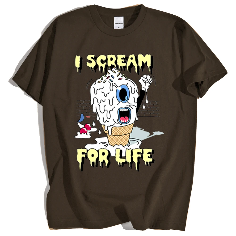 Креативная мужская одежда с принтом мороженого свободные простые футболки