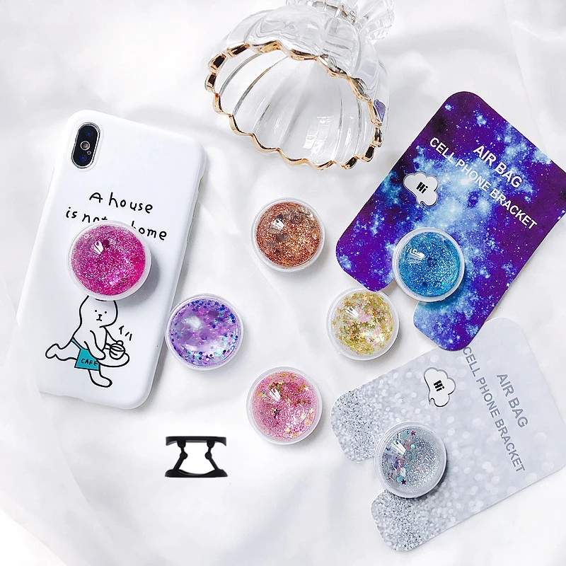 Круглый держатель для телефона на палец жидкий Блестящий гибкий с блестками iPhone