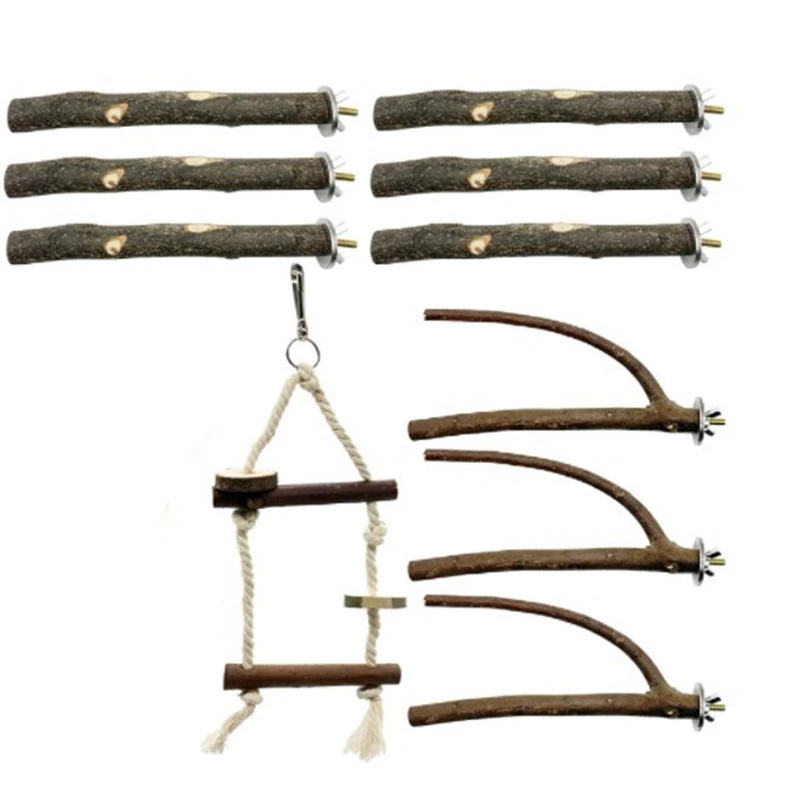 

Wood Branch Stand Bird Grinding Claw Stick Parrot Bird Supplies Bird Cage Parrot Molar Rod Pet Bird Stand Poles