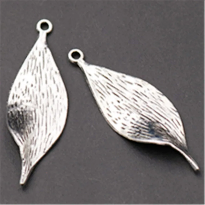 10pcs Silver Plated Orchid Blade Charm Alloy Pendants for Earring Necklace DIY Fashion Jewelry Findings 49*16mm A778 | Украшения и