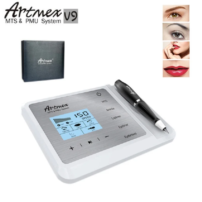 Newest Permanent Makeup Tattoo Machine Artmex V9 Eye Brow Lip Rotary Pen MTS PMU System With V9 Tattoo Needle