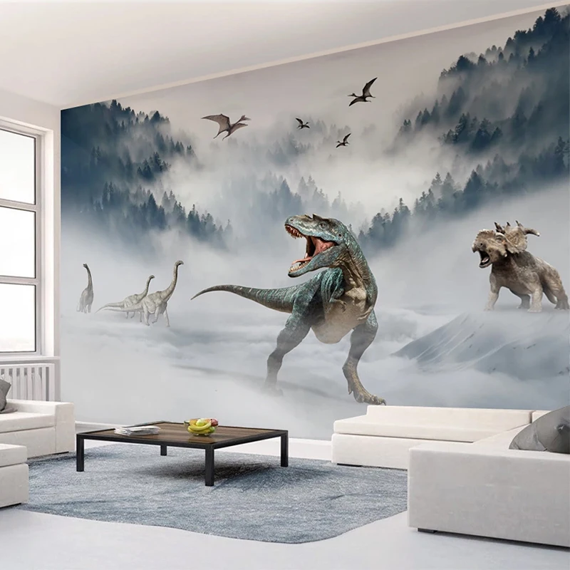 

Custom Self-Adhesive Wallpaper 3D Chinese Style Landscape Glacier Forest Dinosaur World Fresco Living Room Kids Bedroom Stickers