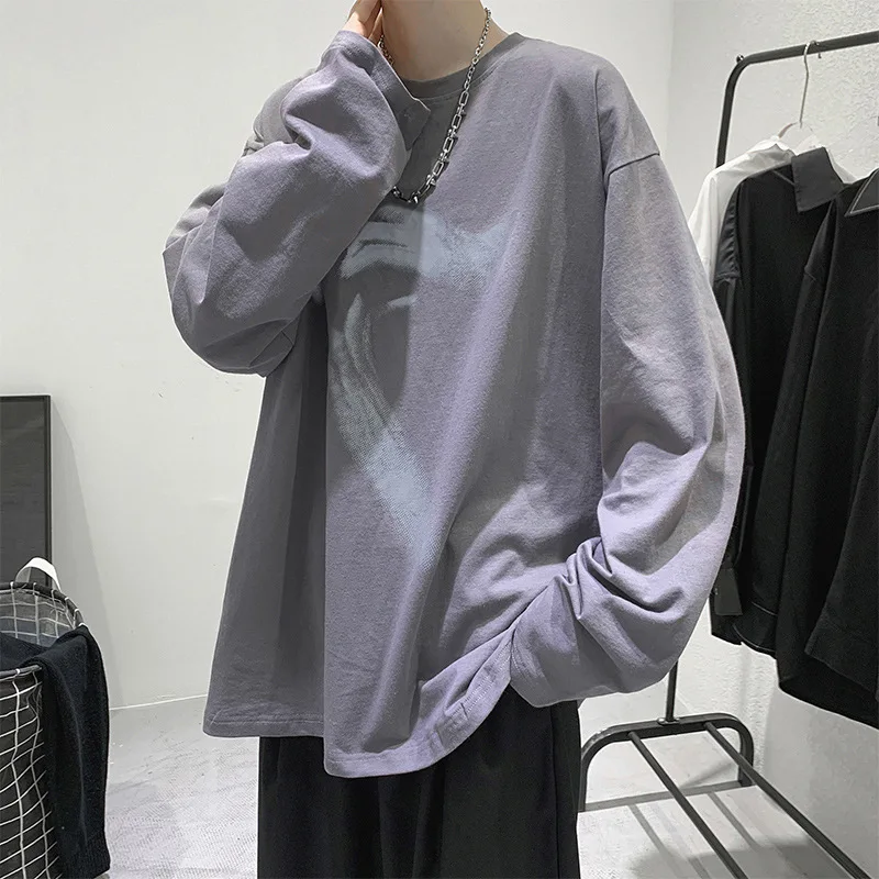 Футболка мужская с длинным рукавом брендовый тренд в японском стиле Свободный