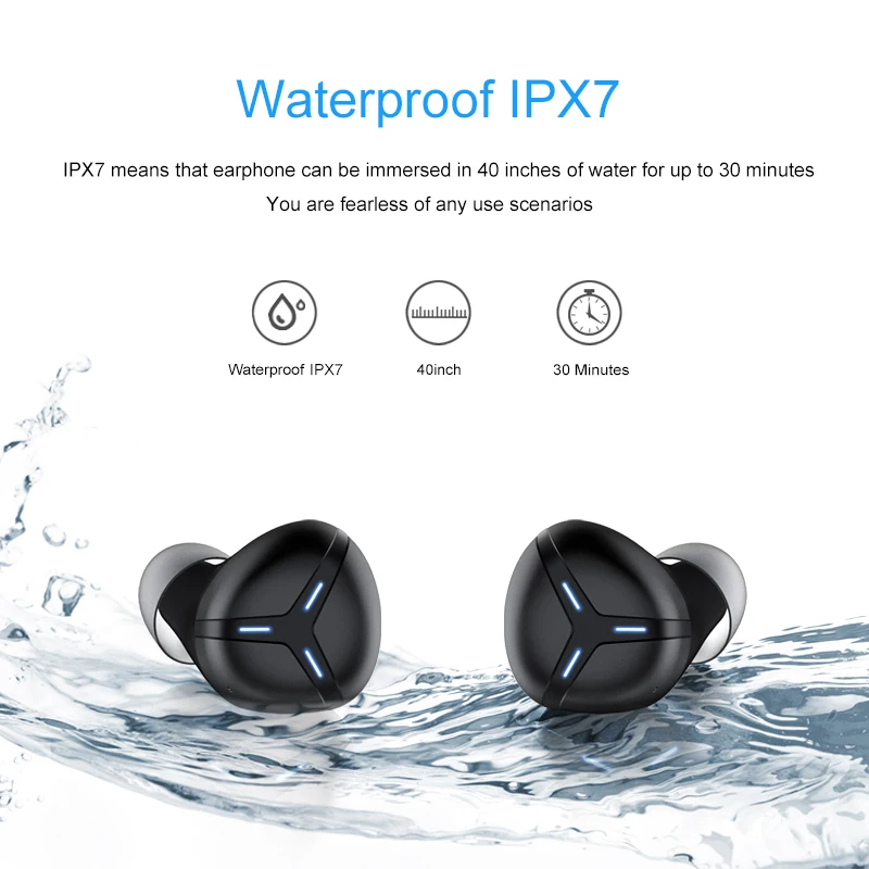 Беспроводные Мини наушники Bluetooth IPX7 водонепроницаемые TWS с микрофоном гарнитура