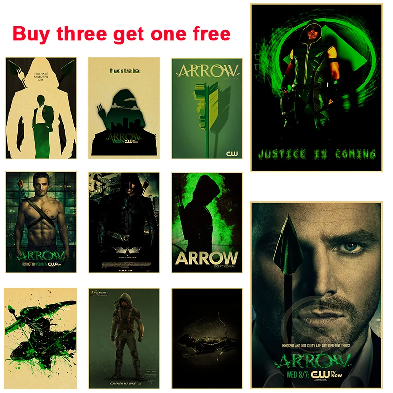 

A3 and A4 American Action Adventure TV Series ARROW Posters Vintage Brown Paper Cafe Bistro Bedroom Living Room Study Art Deco