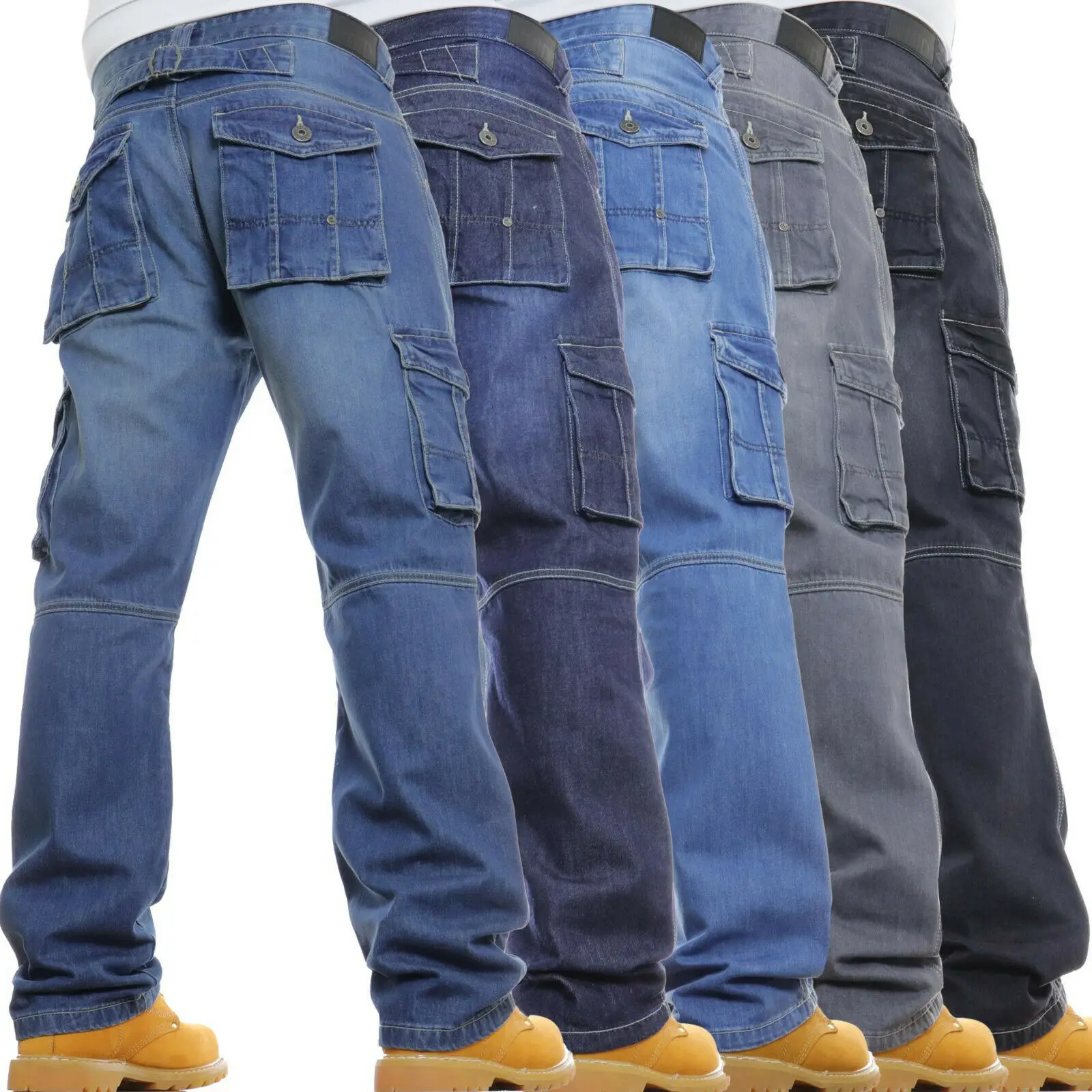 

Mens Cargo Combat Jeans Casual Work Heavy Denim Pants Trousers GRAB A BARGAIN!!