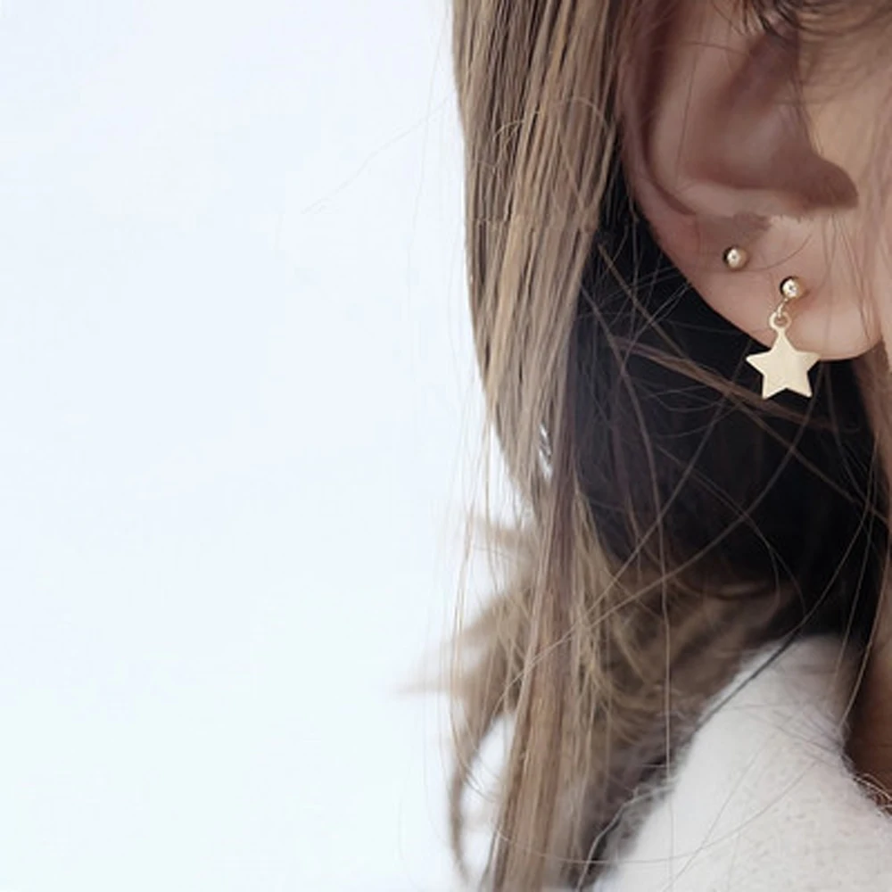 Simple Gold Color Star Stud Earrings for Women Brincos Oorbellen Boucle D'oreille Pendientes Aretes De Mujer Modernos | Украшения и