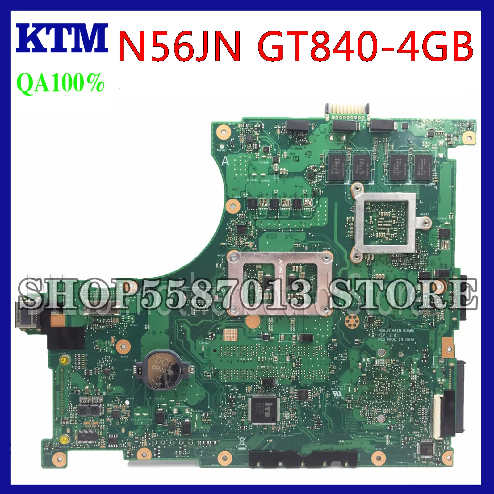 

KEFU N56JN Motherboard For ASUS N56JN N56J Laptop Motherboard I7-4700HQ/4710HQ Test Motherboard GT840M-4GB video card
