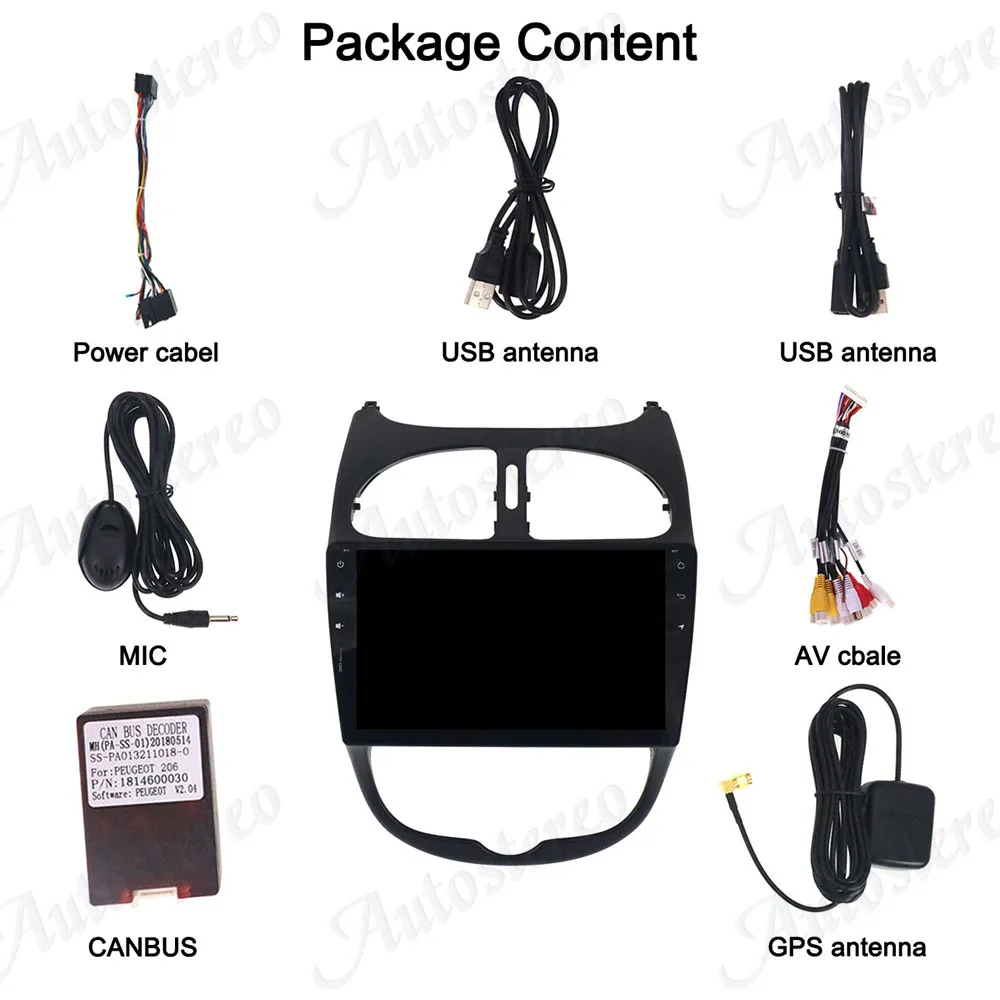 Aotsr Android 9.0 GPS-навигация без DVD-плеера для Peugeot 206 2000 - 2016 мультимедийный