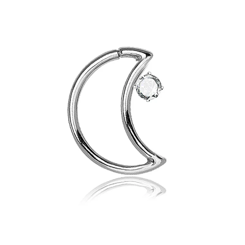 A 1 шт. сегмент Циркон луна нос кольцо для пирсинга Daith Helix Rook Пирсинг Уха Пирсинг для носовой перегородки Кольца Ушной Хрящ Пирсинг - Окраска металла: A