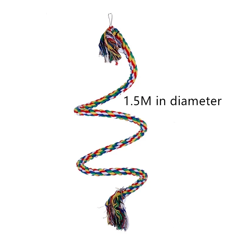 

1.5M Pet Stand Training Accessories Parrot Rope Hanging Braided Budgie Chew Rope Bird Cage Cockatiel Toy Conure Swing Supplies