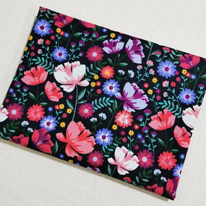 

Viaphil 100% Cotton Fabric Brand New Colorful Garden Flowers Printed Sewing Cloth Dress Clothing Textile Tissue