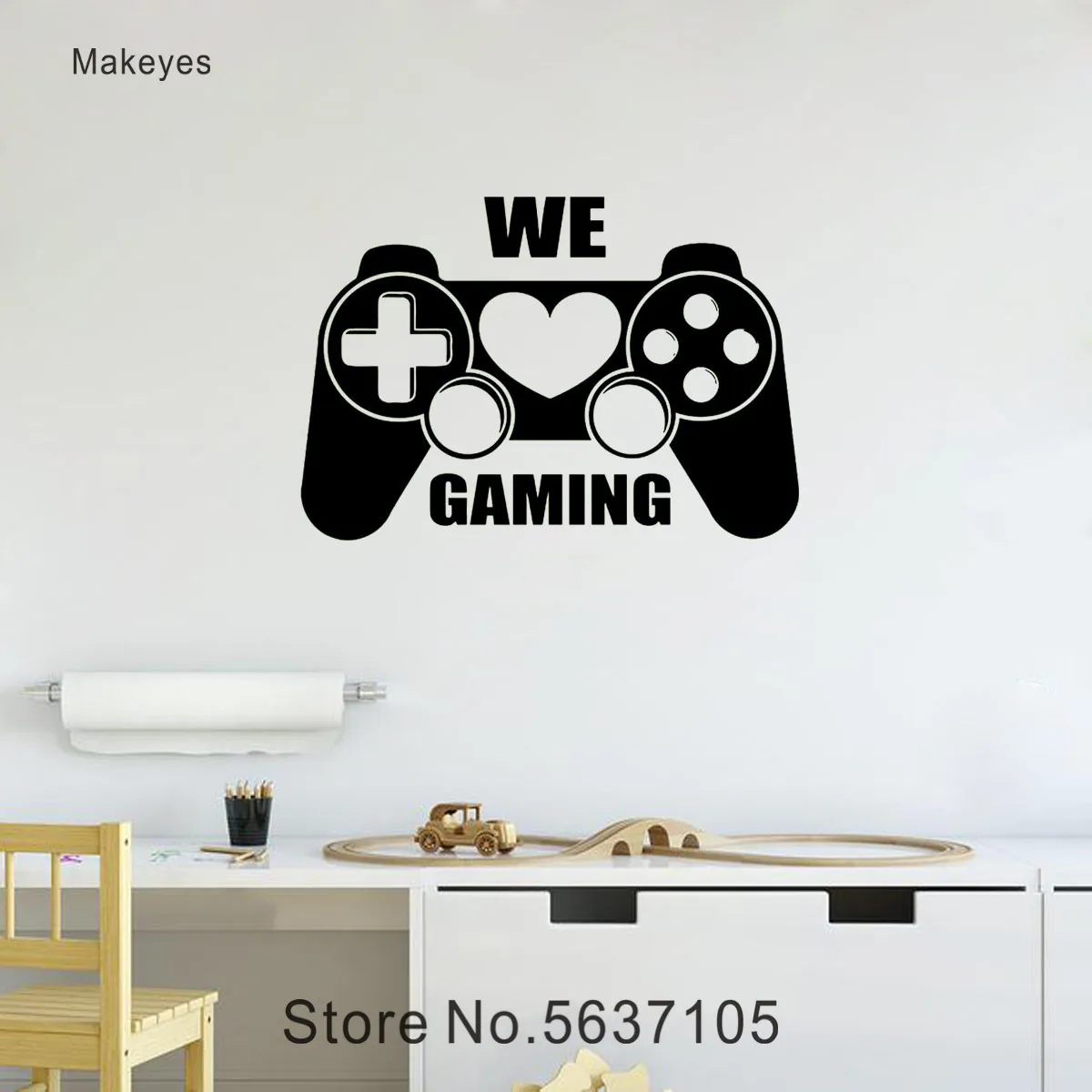 Makeyes игровой контроллер настенные наклейки I Love Game Hearts для детской комнаты
