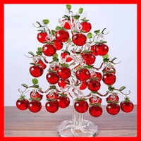 beautiful glass crystal apples tree with 36 pcs apples fengshui crafts chirstmas tree hanging ornament housewarming gifts