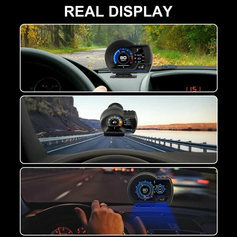 HUD OBD2+GPS Gauge Head Up Car Digital Display Speedometer RPM Alarm Water&ampOil Temp Monitor Fault Code Elimination | Автомобили и