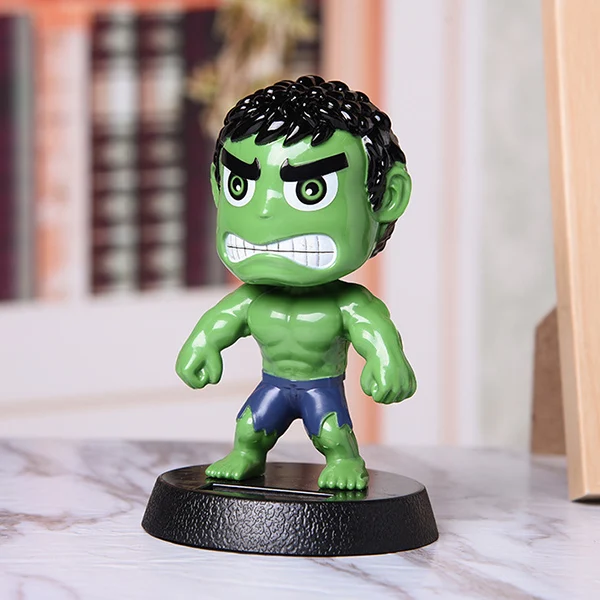 green Игрушки на солнечных батареях, Автомобильные украшения, милый встряхиватель, рисунок с куклой, Bobblehead, игрушки, украшения для приборной панели автомобиля, аксессуары для салона автомобиля, подарки - Название цвета: green