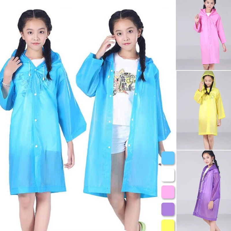 

Kids Rain Coat Poncho Long Transparent Plastic Raincoat Cover Waterproof Hooded Rainwear Student Children Girl Boy Rain Jacket