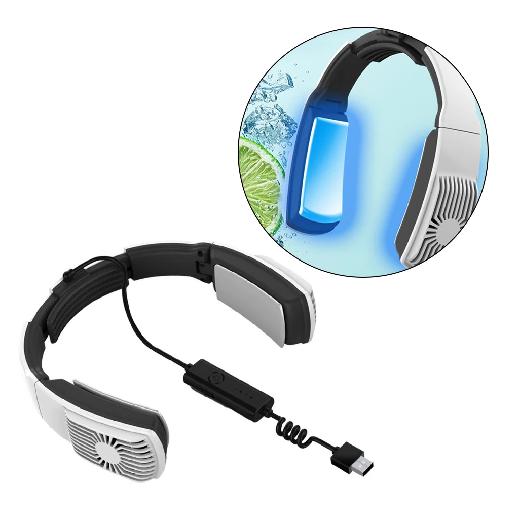 Economici Cuffie A Ventaglio Senza Foglie A Mani Libere 2 In 1 Aria Condizionata Progettata Ventilatore Alimentato Tramite USB 2 Velocità Del Vento Per Sport Domestici Portatili