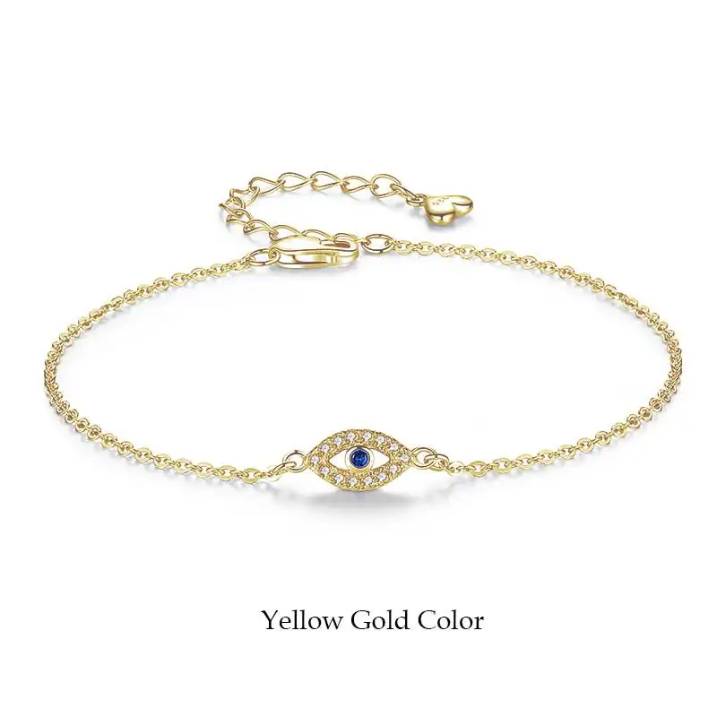 Gold Gold Color TONGZHE женские браслеты из стерлингового серебра 925 CZ Ювелирные изделия сглаза браслет удача Турция для пары браслеты для женщин Pulsera - Окраска металла: Gold Gold Color