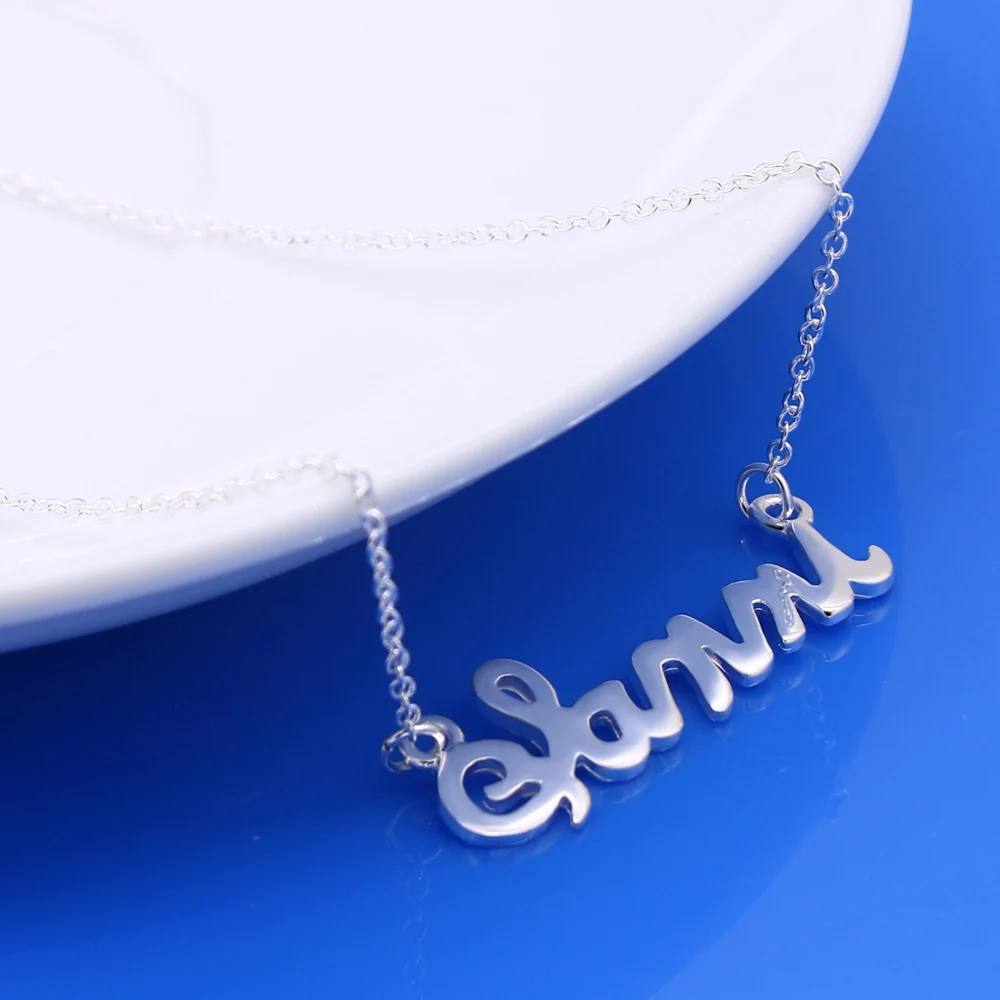 Роскошные 925 Серебро Письмо подвеска на цепочке ожерелье в Корейском стиле