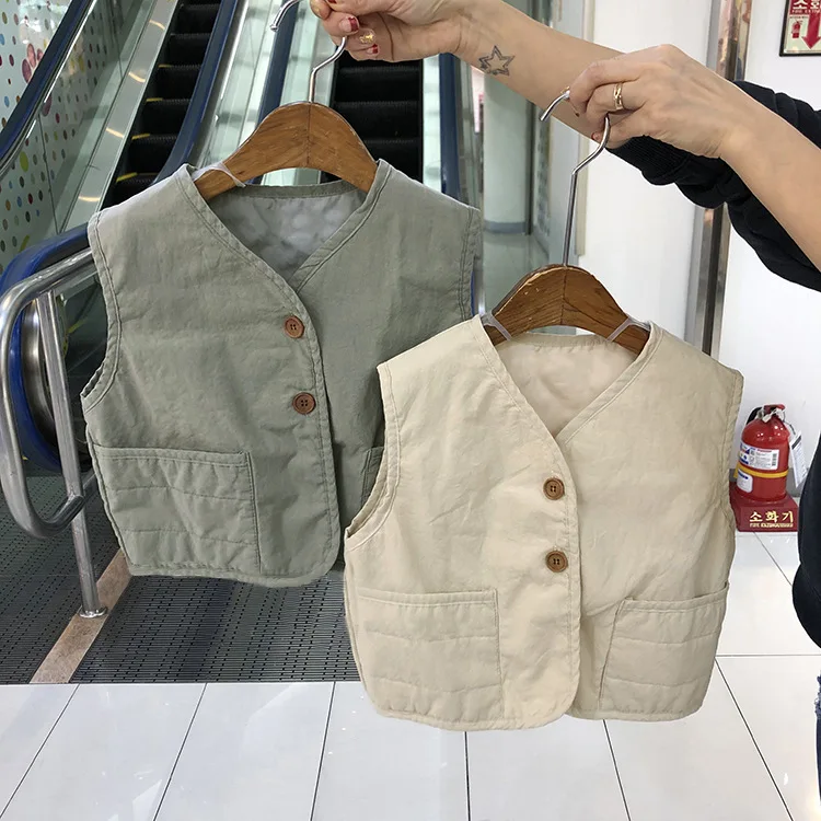 Корейская жилетка куртка для мальчиков и девочек тонкая хлопковая малышей