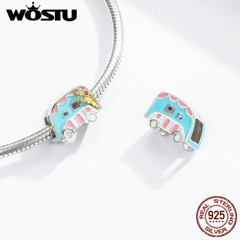 WOSTU Ice-cream бусины в виде автомобилей из стерлингового серебра 925 пробы