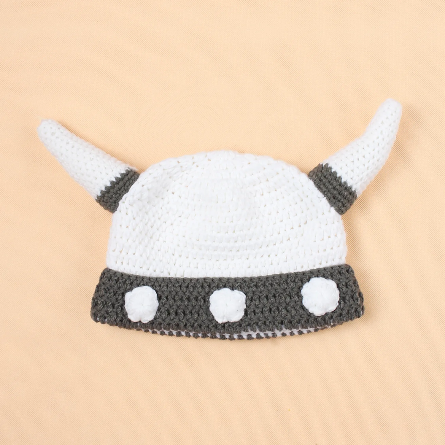 

Baby Ox Horn Hats Newborn Photography Props Infant Handmade Ox Horn Crochet Hat One Hundred Days Baby Photography Clothing