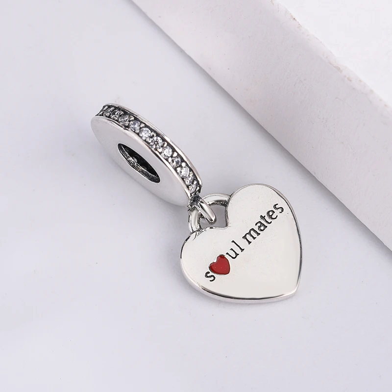

For Pandora 925 Sterling Silver Red Heart Letter Heart Charms Beads Charm Bracelet Fits Necklace Bracelets DIY Jewelry Making