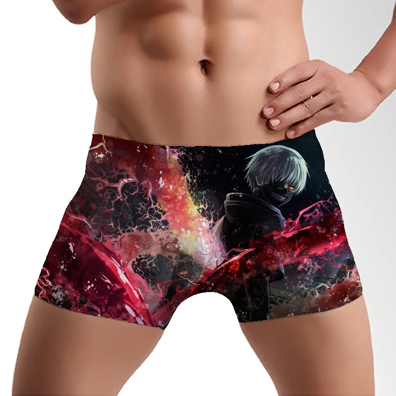 Мужское нижнее белье с принтом аниме Токийский Гуль Короткие трусы для косплея
