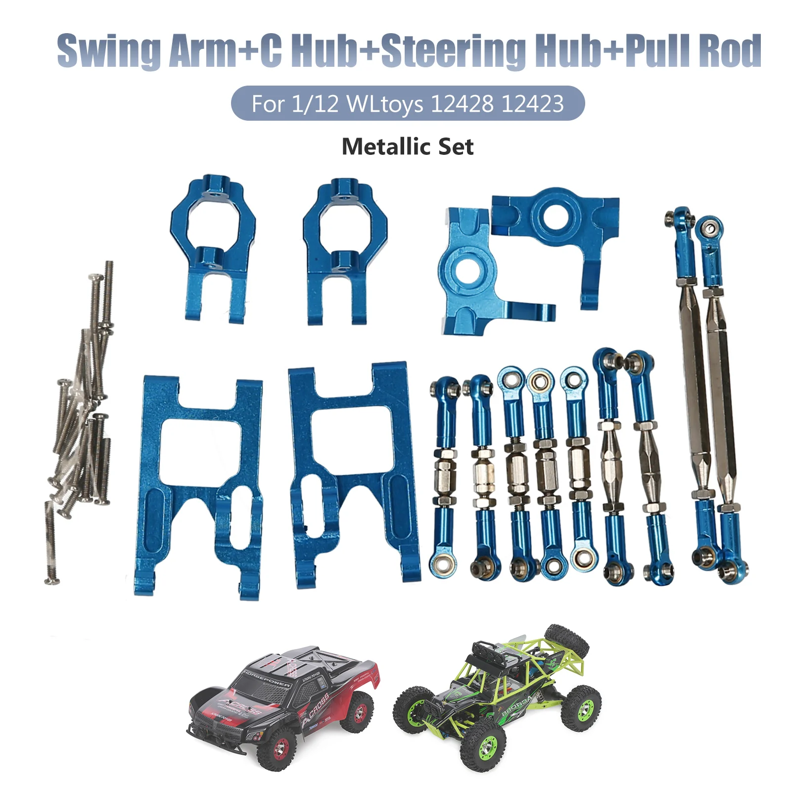 

Metal Swing Arm C Hub Steering Hub Pull Rod Kit for Wltoys 12428 12423 1/12 RC Car RC Parts