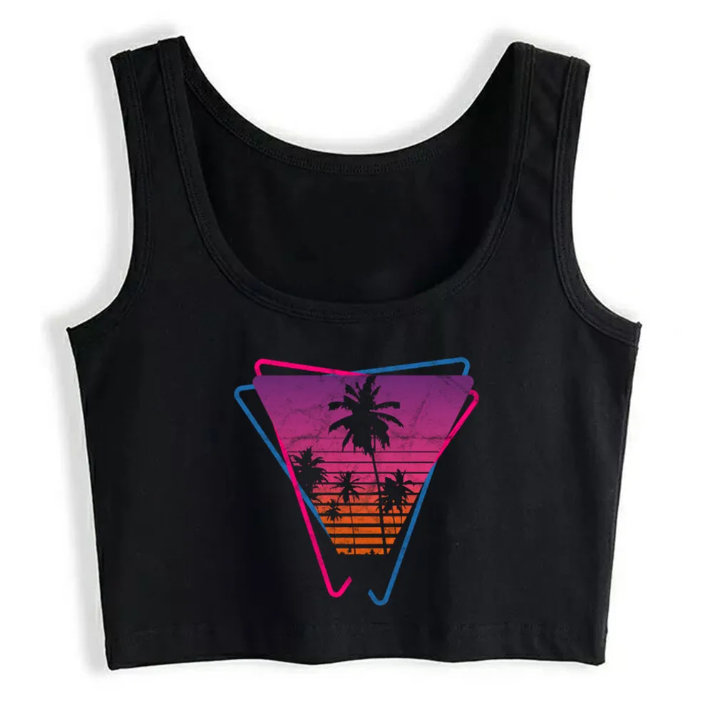 

Crop Top Women Synthwave Wave Aesthetic Vintage Drive Laser Harajuku Tank Top Women Vintage Women Clothes