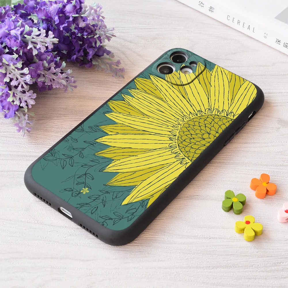 

For iPhone Sundlower Print Soft Matt Apple Case