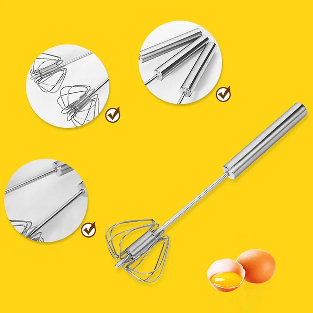 

Egg Beater Stainless Steel Egg Whisk Manual Hand Mixer Self Turning Egg Stirrer Kitchen Accessories Egg Tools