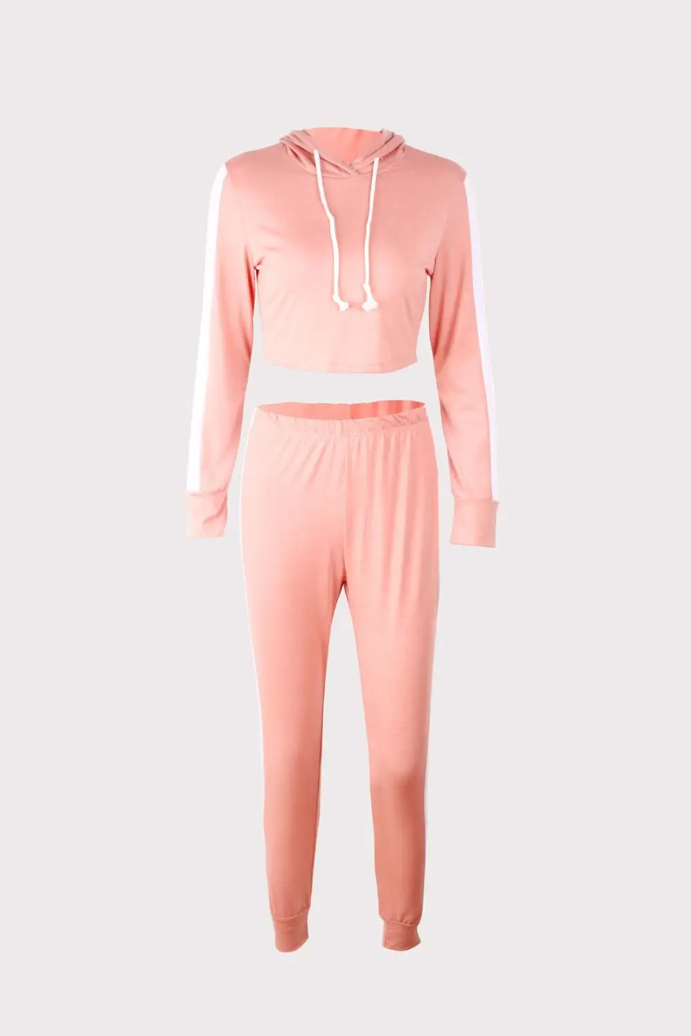 Весна 2020 черный женский костюм комплект из двух предметов Короткий полосатый топ