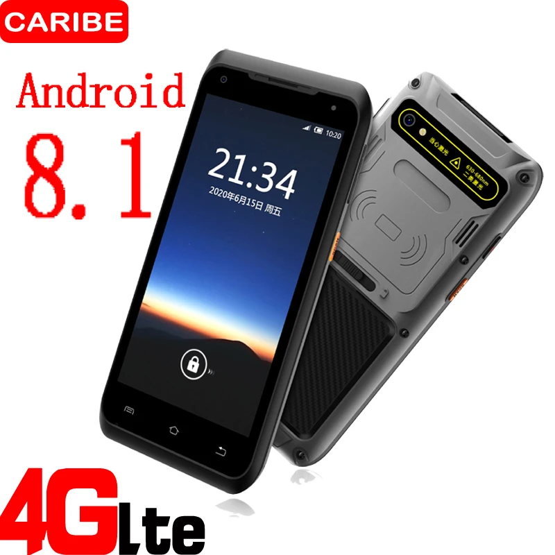 Карманный сканер штрих кодов Карибского типа прочный на базе Android 8 1 1D 2D UHF RFID