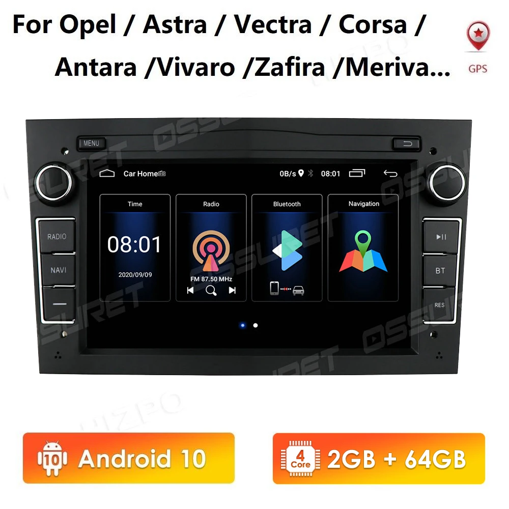 Автомагнитола 2 Гб ОЗУ 64 ПЗУ 7 дюймов Android 10 2Din GPS навигация для opel Vauxhall Astra H G J Vectra