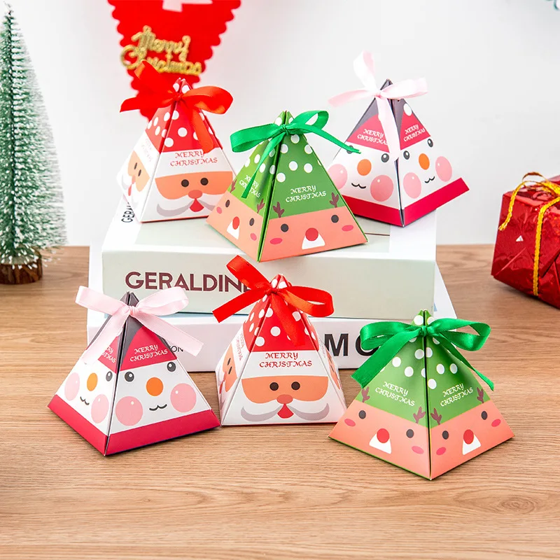 Рождественская Подарочная коробка 10 шт. треугольная упаковочная сумка