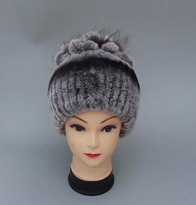 

New fashion Women fur hat for winter natural rex rabbit fox fur cap russian female fur headgear brand warm beanies cap