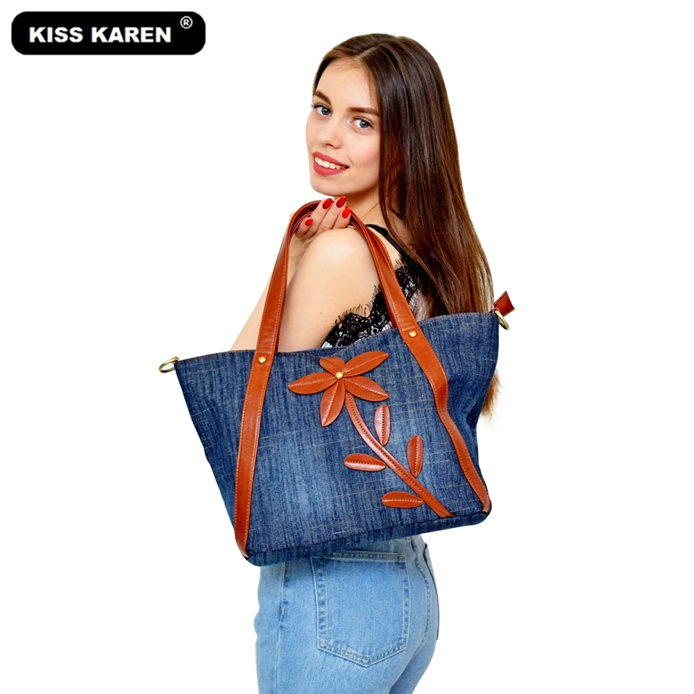 Классическая джинсовая Повседневная сумка KISS KAREN женская с джинсами винтажные