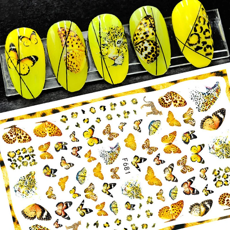 3D Laser Butterfly Nail Stickers Gradient Colorful Rose Hydrangea Sliders Decal For Manicure DIY Decoration | Красота и здоровье