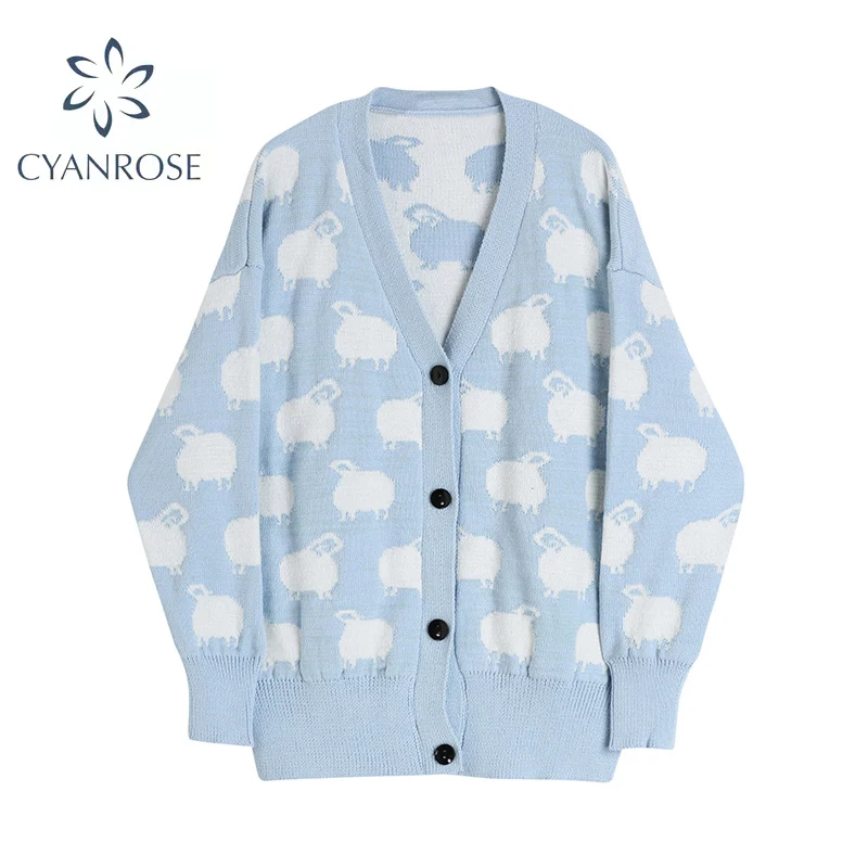 Женский трикотажный кардиган с длинным рукавом повседневный свободный оверсайз