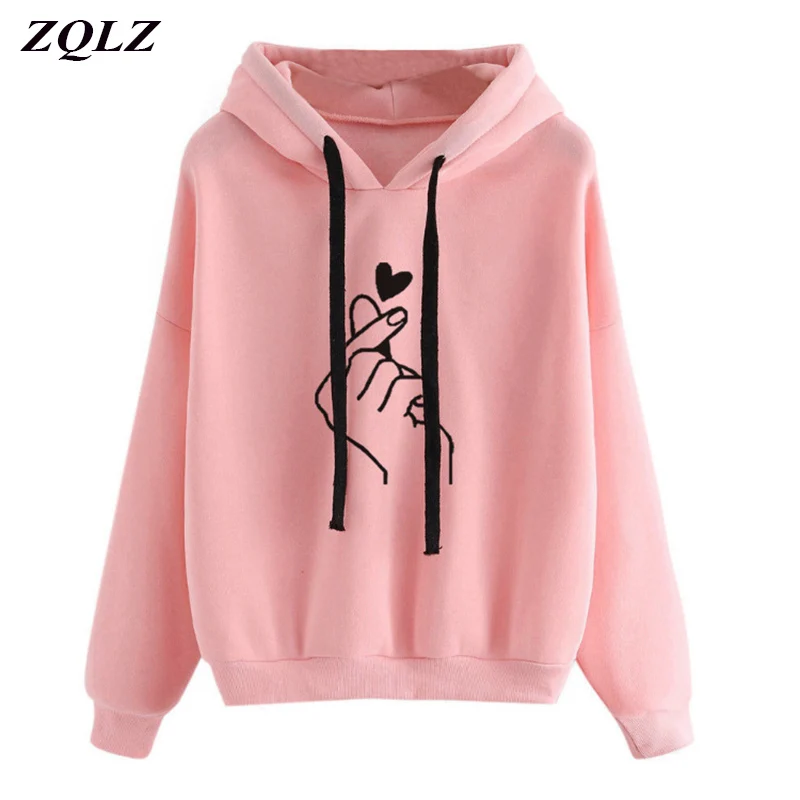 Женская толстовка с капюшоном ZQLZ повседневный свободный Хлопковый пуловер