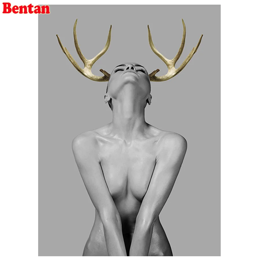 Сексуальная обнаженная женщина олень 5D diy картины для алмазной вышивки Алмазная