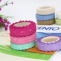 2 yard color cotton lace tape self adhesive lace ribbon photo frame decoration tape diy manual accessories 18mm wide